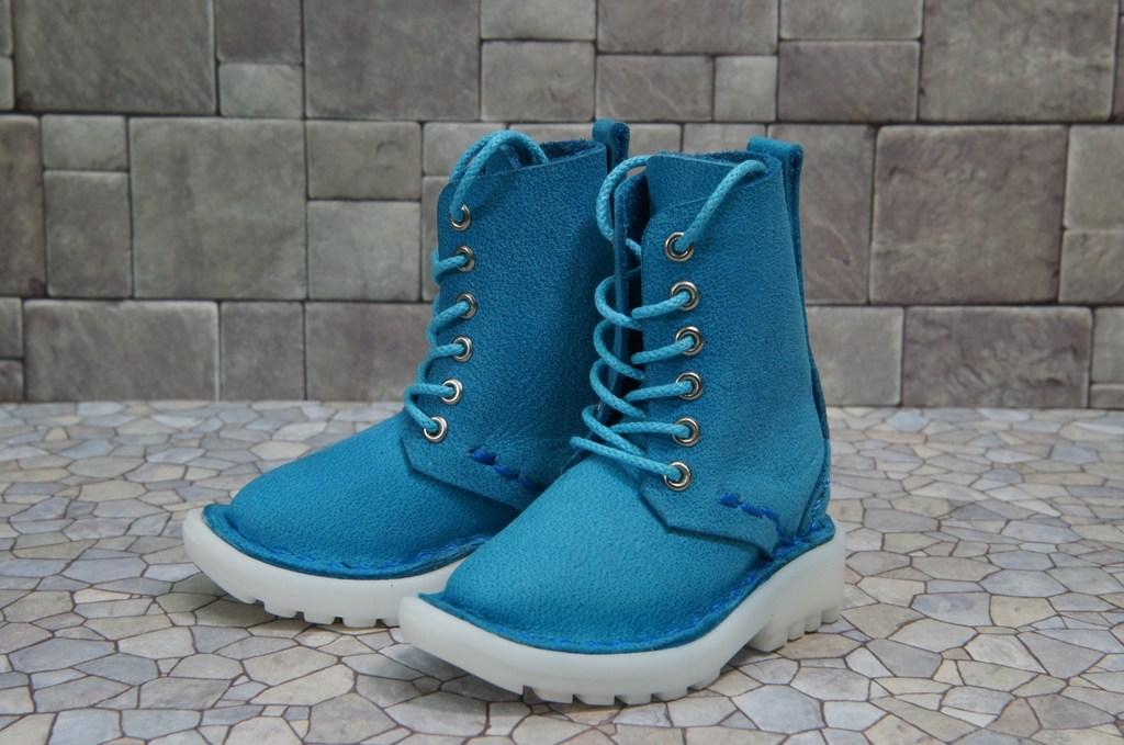 本革：ドールシューズ／セミロングブーツ／スカイブルー／オビツ30ジャストフィット／ブロックパターン靴底 | 10枚目