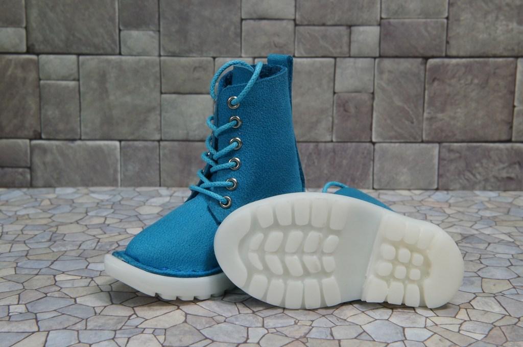 本革：ドールシューズ／セミロングブーツ／スカイブルー／オビツ30ジャストフィット／ブロックパターン靴底 | 14枚目