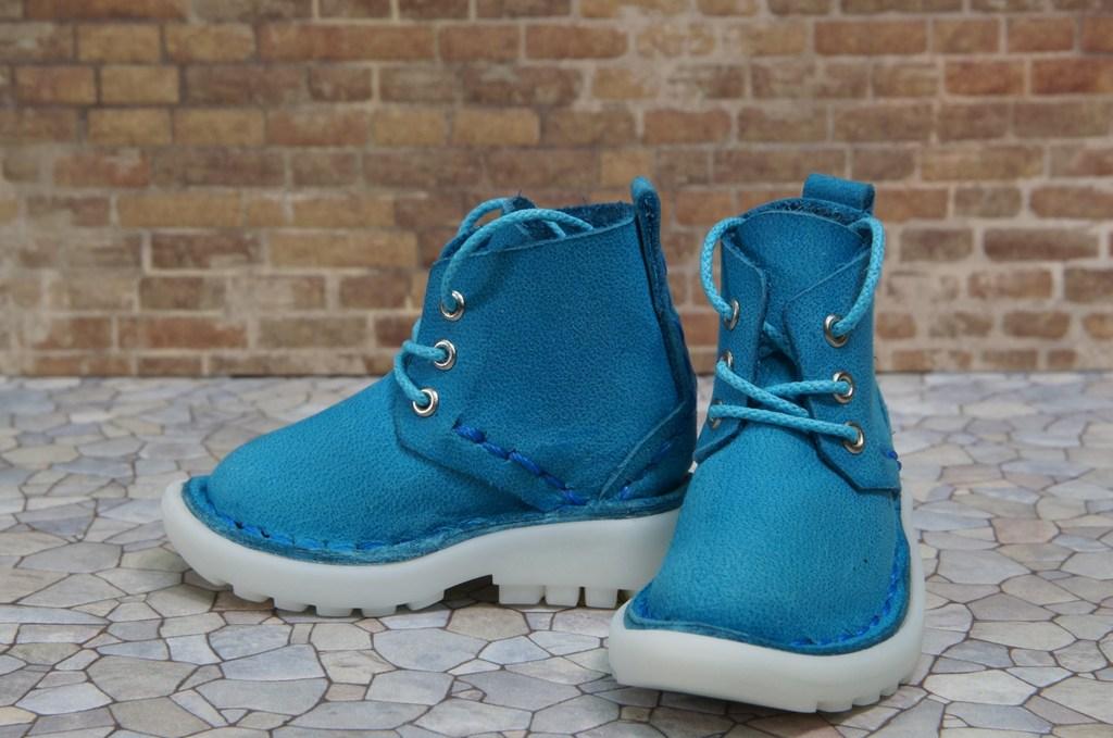 本革：ドールシューズ／ショートブーツ／スカイブルー／オビツ30ジャストフィット／ブロックパターン靴底 | 10枚目