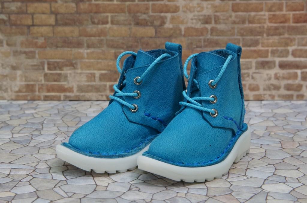 本革：ドールシューズ／ショートブーツ／スカイブルー／オビツ30ジャストフィット／ブロックパターン靴底 | 11枚目