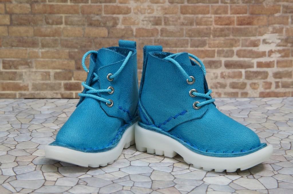本革：ドールシューズ／ショートブーツ／スカイブルー／オビツ30ジャストフィット／ブロックパターン靴底 | 12枚目