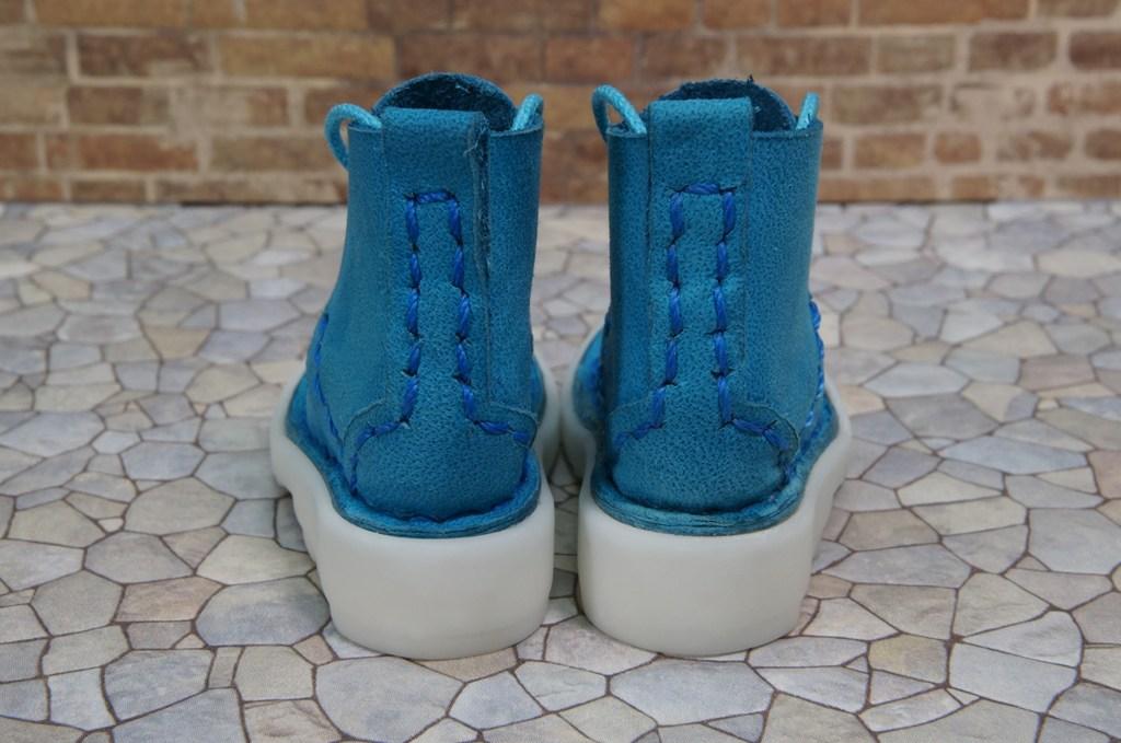 本革：ドールシューズ／ショートブーツ／スカイブルー／オビツ30ジャストフィット／ブロックパターン靴底 | 3枚目