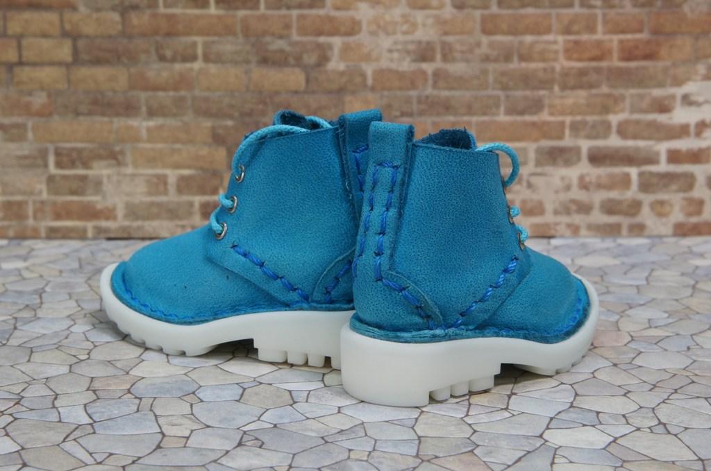 本革：ドールシューズ／ショートブーツ／スカイブルー／オビツ30ジャストフィット／ブロックパターン靴底 | 7枚目