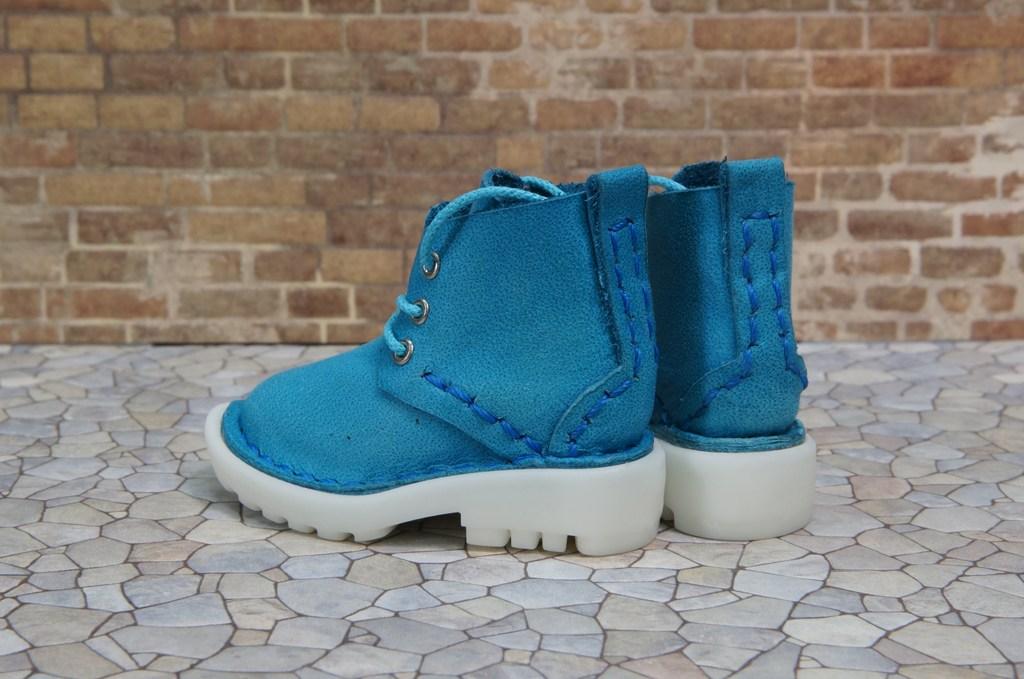 本革：ドールシューズ／ショートブーツ／スカイブルー／オビツ30ジャストフィット／ブロックパターン靴底 | 8枚目