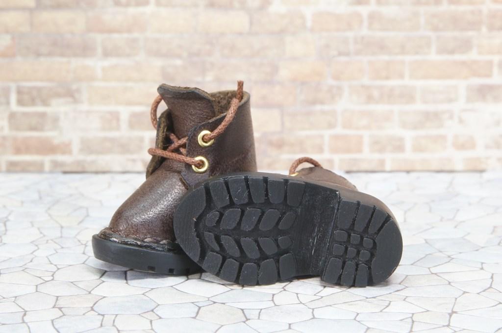 本革：1/6ドールシューズ／ショートブーツ／ディープブラウン／オビツ24・ブライス・リカちゃん／ブロックパターン靴底 | 12枚目